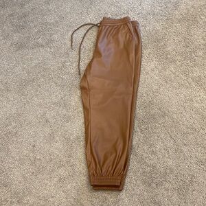 Faux leather joggers